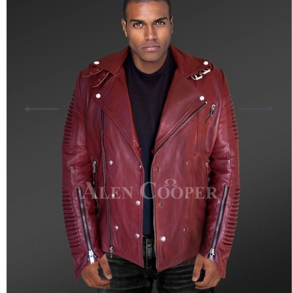 Alen Cooper-Brown Tan XL Real Leather Biker Moto Jacket For Men NWOT - Picture 1 of 13